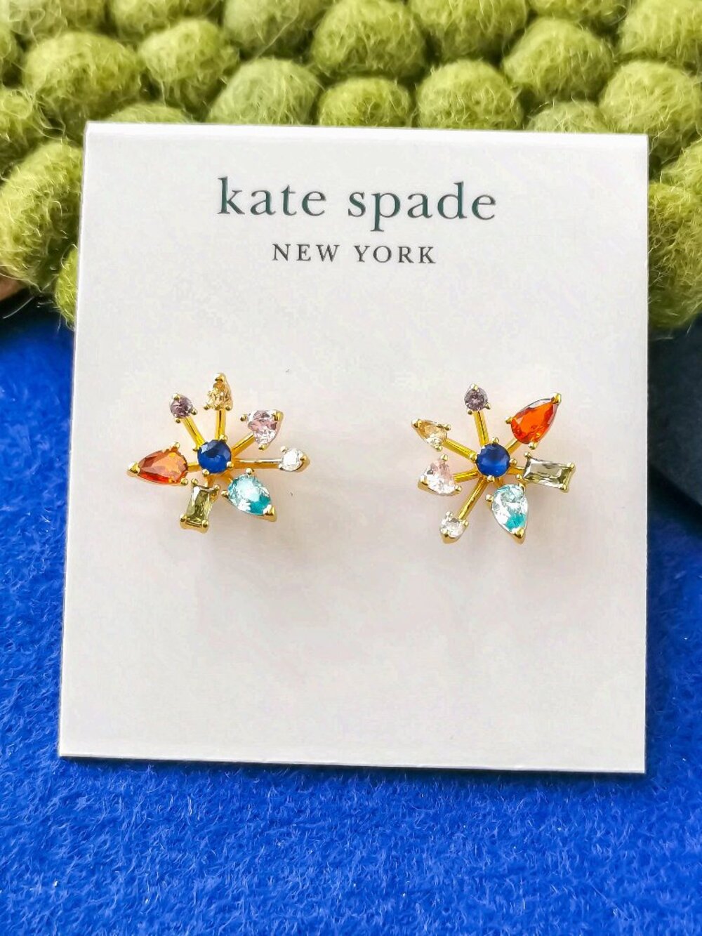Kate Spade Firework Floral Multi color Studs Earrings Gold